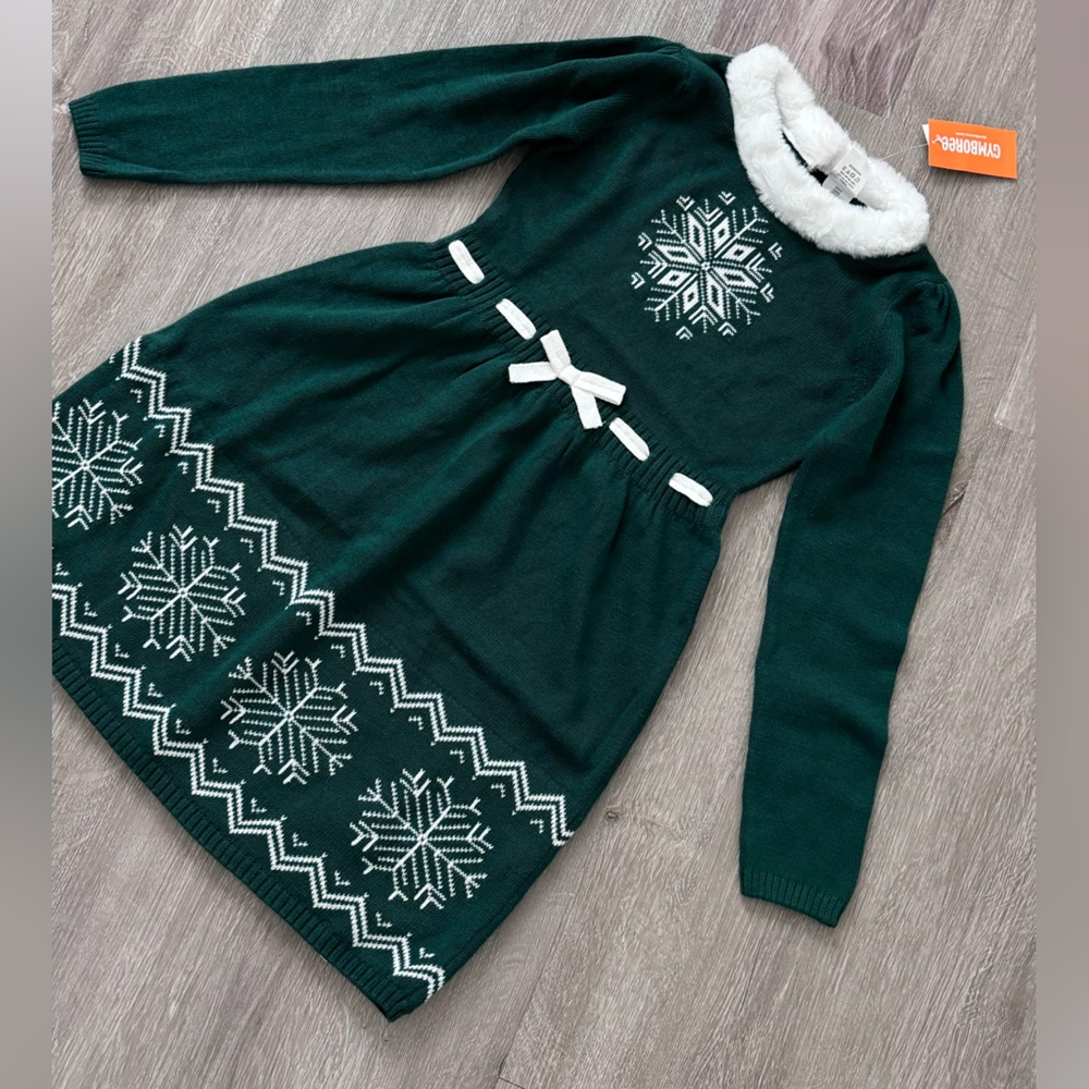 Gymboree Green Snowflake Knit Dress